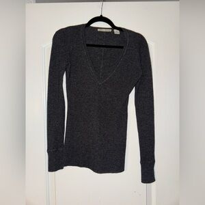 Autumn Cashmere V-Neck Charcoal Gray Sweater Size Small